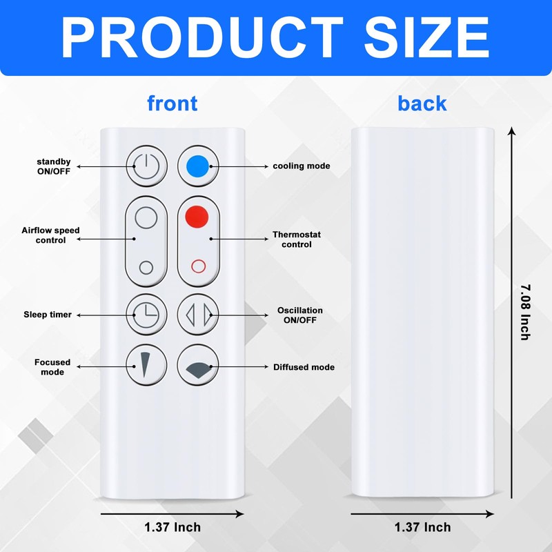 Replacement Remote Control,Remote Control Compatible with Dyson Hot+Cool Jet Focus