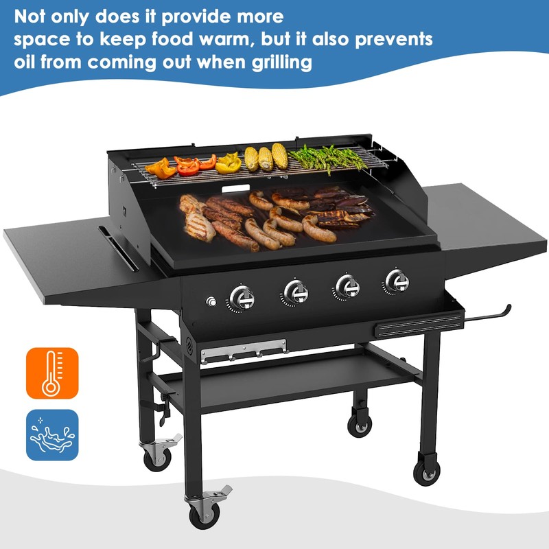 Universal Wind Guard and Warming Rack Set for Griddle From