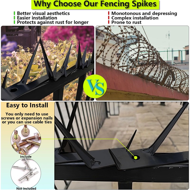 WHCDSTGJ Metal Anti Climb Spikes for Fences and Walls, Effectively