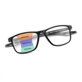 SOPHILY Progressive Multifocal Reading Glasses for Men Women Unisex Multifocus Mens Readers Sport Style Soft Silicone, Black, +1.75