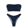 ZAFUL Women Strapless Textured Bandeau Bikini 2 Piece Swimwear Cheeky
