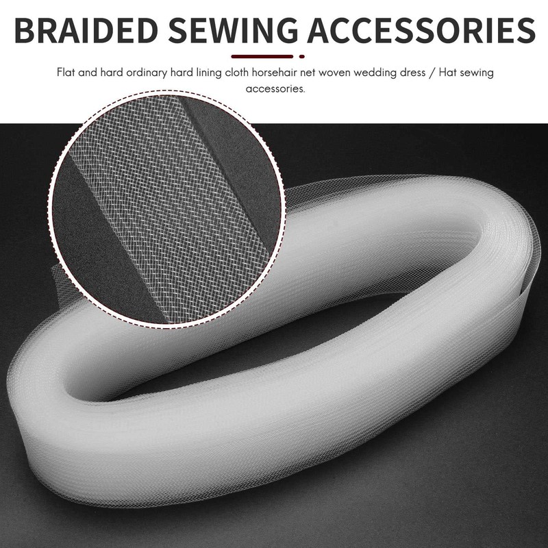 Pyatofyy Polyester Crinoline Mesh Braid - 2Inch 50Yards Flat Stiff