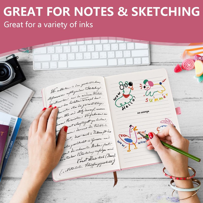 LRANKAI A5 Lined Journal Notebook for Girls Women,192 Pages Hardcover