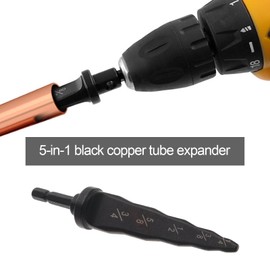 eMagTech Swaging Spin Tool Drill Bit 3/4" 5/8" 1/2" 3/8" 1/4" 5 In 1 Copper Pipe Expander Flaring Tool with Hex Handle for Air Conditioning Maintenance Repair Tool