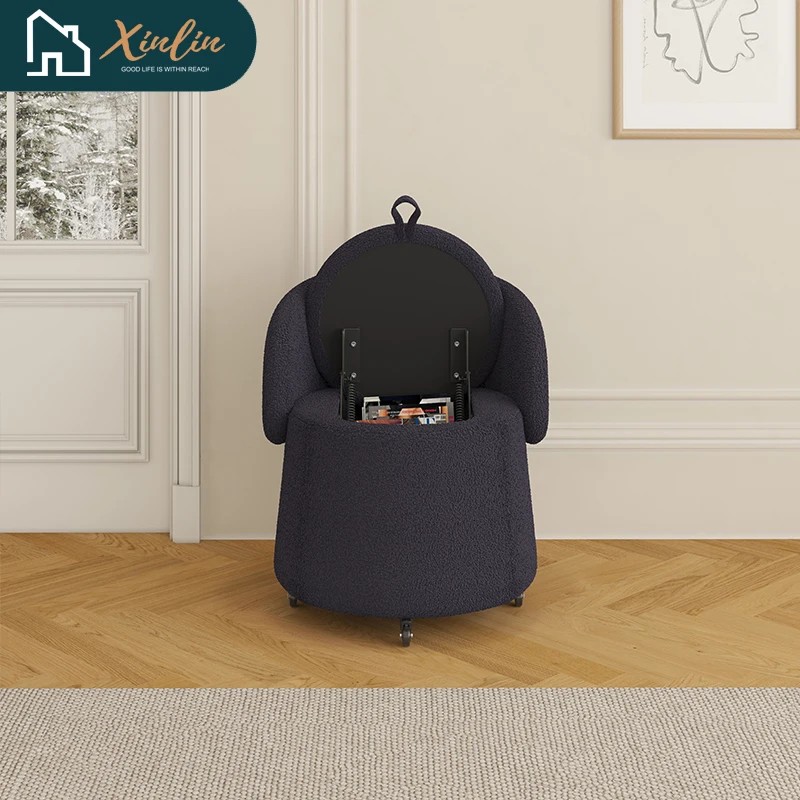 Versatile 23\" Pink Teddy Fleece Storage Stool Free Shipping Multi-Functional