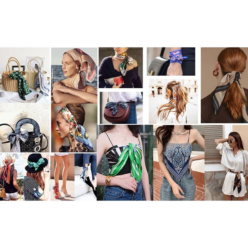 FAIRYGATE Silk Bandana Women Satin Green Scarf Neck Ladies Scarfs