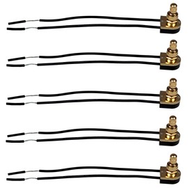 Creative Hobbies® 5 Pack of Rotary On/Off Switches, Single Circuit, 3A-120V, Brass Finish, Metal Bushing with 6 Inch Wire Leads Stripped Ends