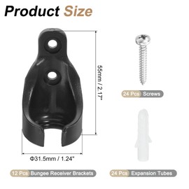 sourcing map 12Pcs Bungee Ball Receivers Brackets, Universal Blinds Bungee Cord Replacement Parts for Indoor/Outdoor Roller Sun Shade Tie Downs, Black