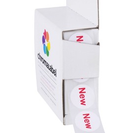 ChromaLabel 19mm (3/4 inch) Removable Dot Labels | 'New' Imprint | 1,000/Dispenser Box