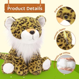 MaoGoLan 5 Pcs Cheetah Stuffed Animals with Babies, Large Leopard Plushies Toys,Mother and Baby Cheetah Stuffed Animal,Leopard Plush with 4 Cubs for Kids, Christmas Birthday Gifts Sitting Style