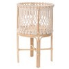 Kouboo Round Rattan Planter Stand with Handmade White Cotton Rope