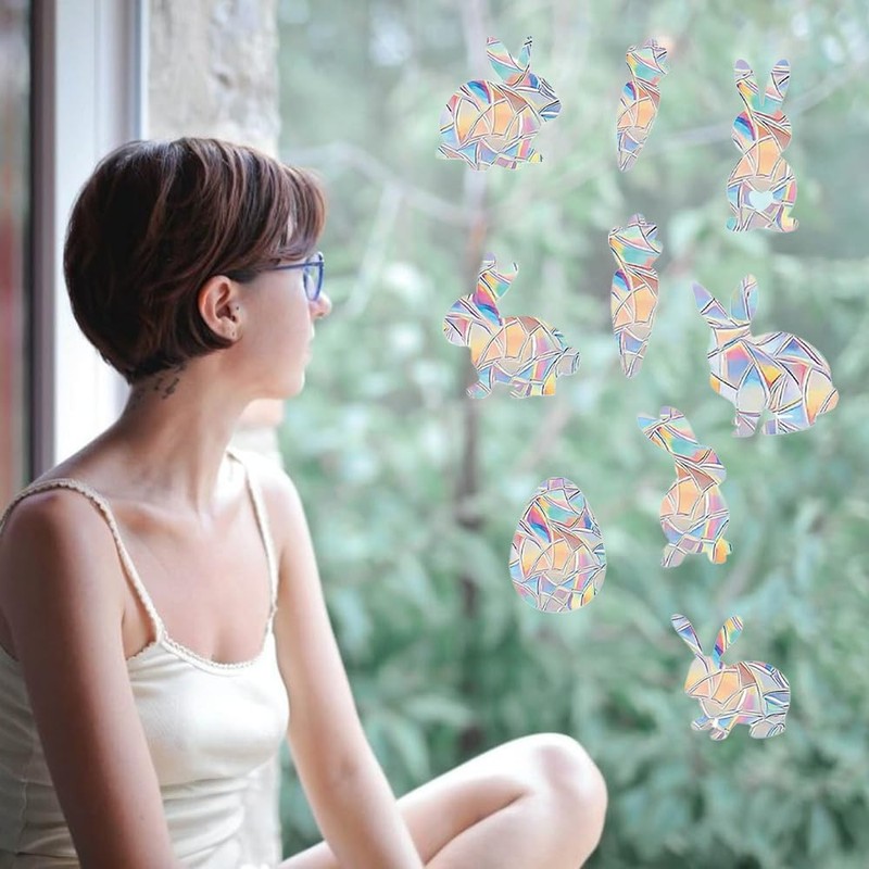 Pack of 2 Rainbow Prism Static Window Stickers - Sun