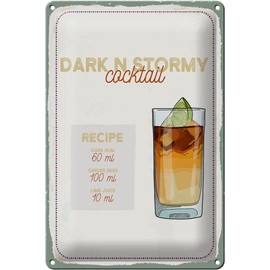 Blechschild 30 x 20 cm Dark n Stormy Cocktail Recipe - DekoNo7