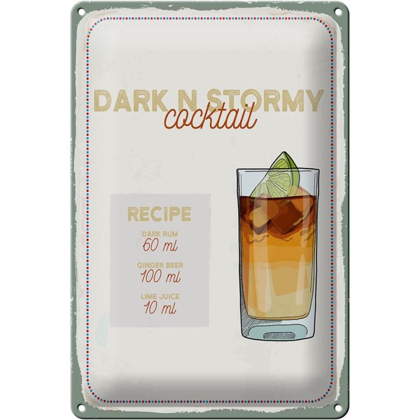 Blechschild 30 x 20 cm Dark n Stormy Cocktail Recipe