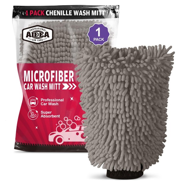 AIDEA AIDEA Car Wash Mitt Microfiber, 1PK Scratch Free Lint-Free,