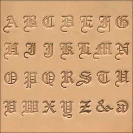 Leatherwork Tool Supply 3/4" (19mm) Old English Font Alphabet Leather Stamp Set 8142-00