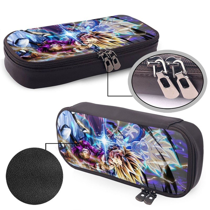 Doragonboru Pen Case, Large Capacity, Pencil Case, Multi-functional, Stylish, Leather,