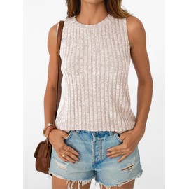 AUTOMET Womens Tank Tops Summer Spring Fashion Sleeveless Tunic Shirts Basic Soft Maternity Clothes 2025 Casual Trendy Vacation Outfits Beige L