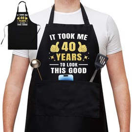 40th Birthday Gifts Apron for Women Men, Funny 40th Birthday Apron Kitchen Cooking Aprons 40 Years Old Birthday Gifts Aprons (40th)