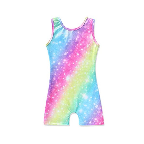 Gymnastics Leotards for Girls With Shorts Biketards 5t 6t 5-6 Years Old Rainbow Colorful