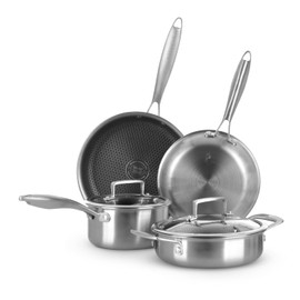 KASANOVA 6-piece Tri-Ply Stainless steel cookware set, Professional-grade Tri-Ply construction, Metal utensil safe, Induction pots and pans set, oven-safe 428°F