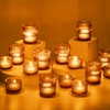 Glass Votive Tealight Candle Holder: Glasseam Amber Ribbed Tea Lights