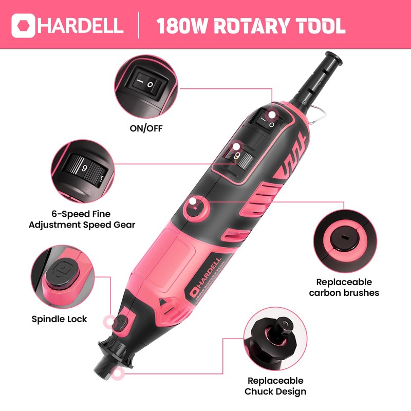 HARDELL Rotary Tool Kit - 180W Corded Power Rotary Tool