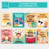 Decorably 15 Reading Posters for Classroom, Library Posters, 11x14in