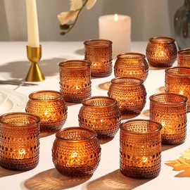 36ps Votive Candle Holders, 2x2.5inchs Gold Tea Light Candle Holders Glass for Table Centerpiece, Votives Candle Holders for Wedding, Bridal Shower and Tea Party Decorations (Gold)