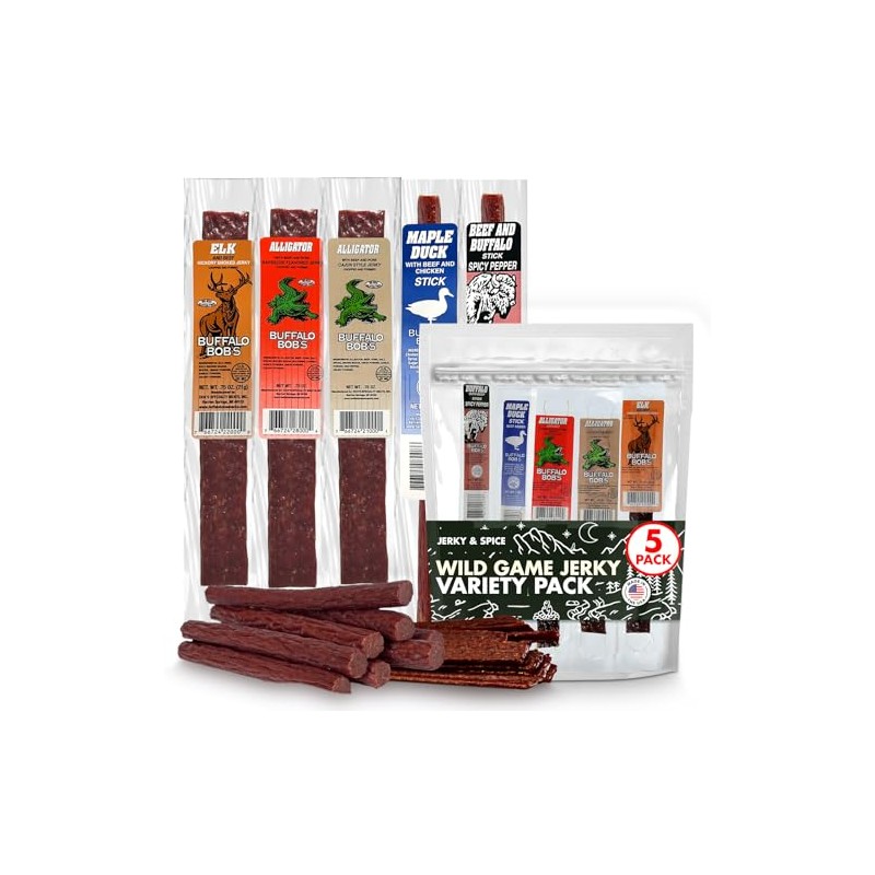 Wild Game Meat Snacks (5 Pack) Exotic Variety Assortment Sampler,