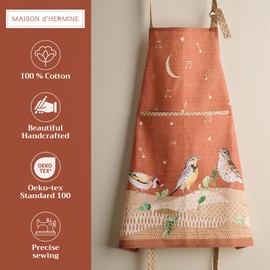 Maison d' Hermine Apron for women with Pocket 100% Cotton 27.50"x31.50" 1 Piece Adjustable Neck Strap & long ties Apron Men, Chef, Wedding, Cooking, Gardening, Server Spring/Summer (Singing Birds)