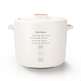 Narcissus 3.5-Cup Rice Cooker for 1-3 People, Multifunctional for Rice, Oatmeal, Quinoa - Slow Cook, Steam, Cook Rice & Steam Dish Together, Rice White