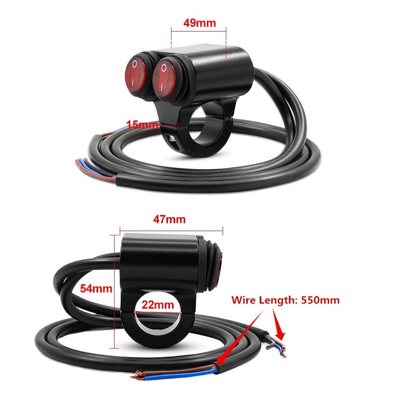 YnGia Waterproof 22mm Motorcycle Handlebar Switch Universal 7/8″ Double Control