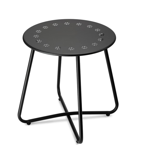 danpinera 2 Outdoor Side Tables with Flower Cut Outs, Weather