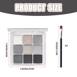 ZORVUJI Smoky Eyeshadow Palette, 9 Colours, Soft Matte Shimmer, Waterproof, Highly Pigmented, Metal Flash, Gothic Eyeshadow, with 3 Brushes