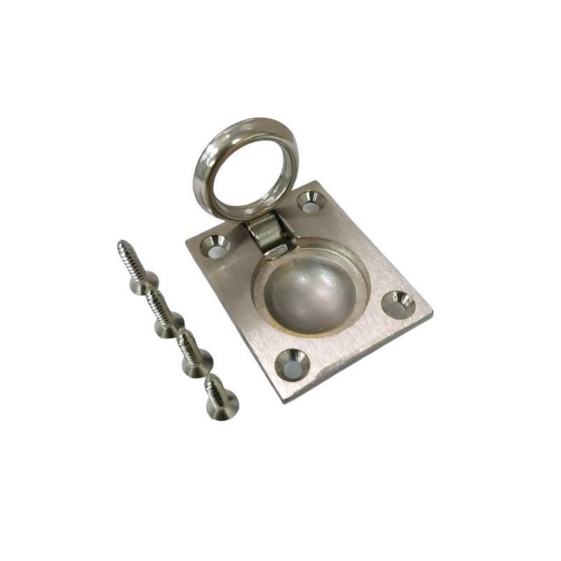 QCAA Solid Brass Flush Ring Pull, 36.5 x45 mm, Satin