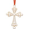 FurniGift Cross Christian Christmas Ornament 2025 - Metal Pearl Cross
