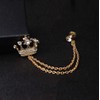 British Style Rhinestone Crown Chain Brooch. Retro Crystal Corsage Pin,