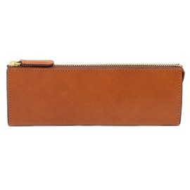 Slip-On Rio Large Leather Zipper Pen Case, camel
