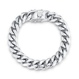VIVDEC Miami Cuban Link Bracelet for Men 12MM Stainless Steel Hip Hop Chain in Gift Box