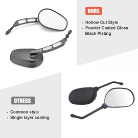 Wsays 8MM Rear View Side Mirrors Motorcycle Hollow Handlebar Mount Mirrors Gloss Black Compatible with Harley Sportster Dyna Softail Touring Electra Street Glide Road Glide Road King