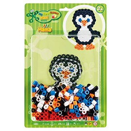 Hama Perlen 8938 Penguin Set with Approx. 250 Colourful Maxi Iron-On Beads with Diameter 10 mm, Pin Plate in Transparent, Includes Ironing Paper, Creative Craft Fun for Young and Old