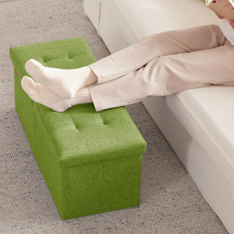 HAUSFRAU 31.5 Inches Ottoman with Storage, Folding Ottoman Bench Small