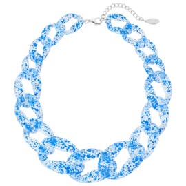 ocar Statement Necklace with Chunky Fashion Acrylic Beads Choker Necklace for Women Gifts (NK-10510-Blue), Acrylic, No Gemstone, Acrylic, No Gemstone