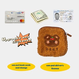 Lindos animales pequeños para mujeres y niñas, pequeña portafolios Kawaii para auriculares, bolsa de cartera con cartera, Marrón, Lindo