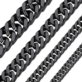 ChainsHouse Unisex Cuban Chain Stainless Steel 5/7/10/13.5 mm Wide Men's Chain - Silver Yellow Black Gift Box Included - Choice of Length, Stainless Steel