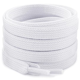 RJ-Sport 2 Pairs White Elastic Shoe Laces for Adults Sneakers, Flat Bungee Laces for High Tops - 36 inches