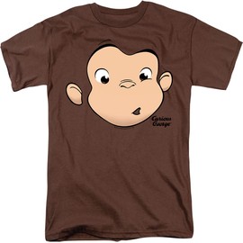 Curious George Face Unisex Adult T-Shirt, Coffee, 2X-Large