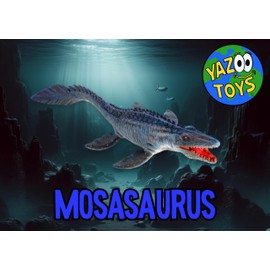 Mosasaurus Dinosaur Figure Toy, 13 Inches, Blue Color, Posable Jaw, Birthday Animal Toys