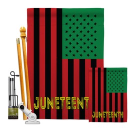 Americana Home & Garden Juneteenth American Kit Support Awareness Afro United State Black Lives Matter Decoration Banner Small Yard Gift, House & Garden Flags Set w/Flagpole, Made in USA 28 X 40